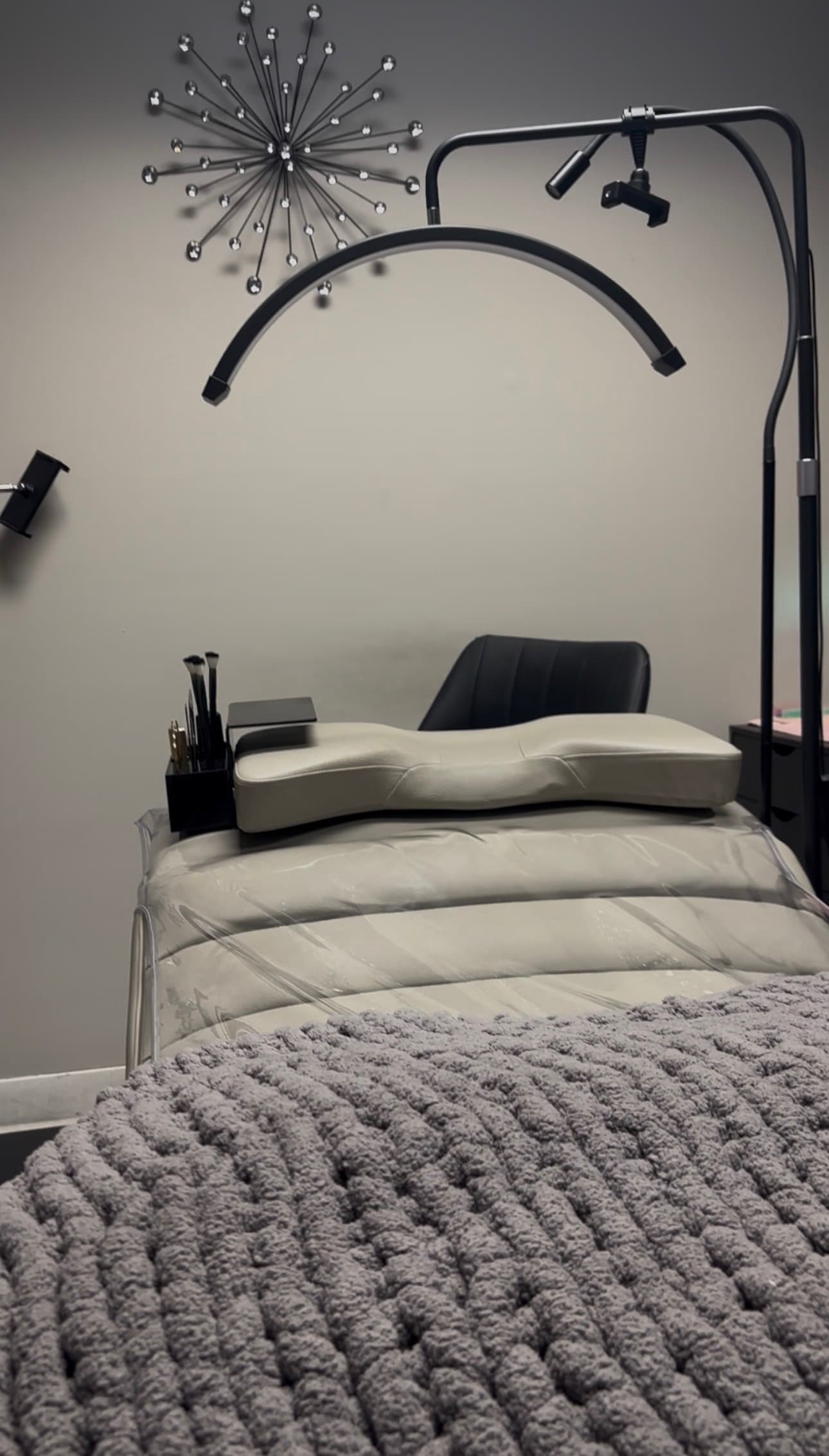 Prepared treatment bed inside the Missy B Beauty studio